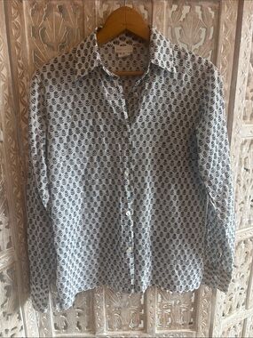 KERRY CASSIL | Floral Block Print Cotton Button Down | Made in India Size XS EUC